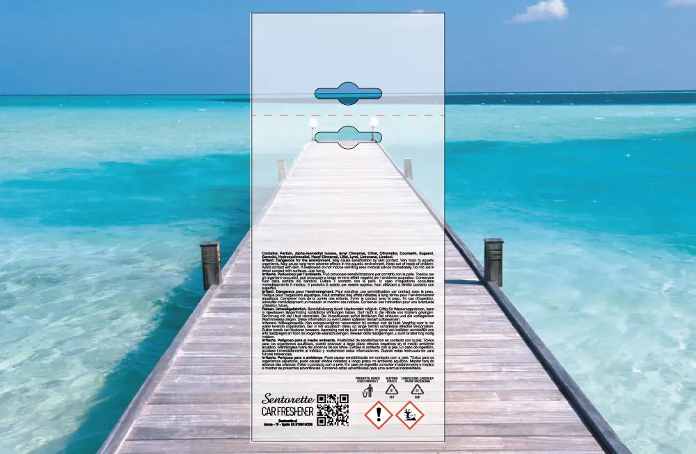 Customized car air freshener packaging template, fragrance:﻿Blue Sea