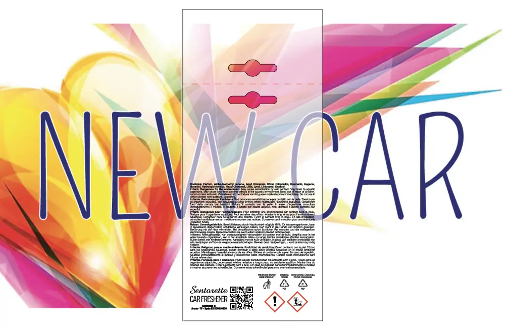 Customized car air freshener packaging template, fragrance:﻿New car