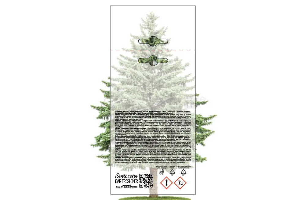 Customized car air freshener packaging template, fragrance:﻿pine